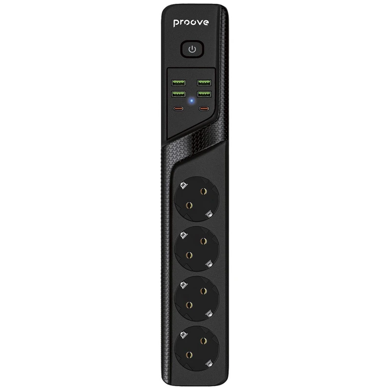 Мережевий фільтр Proove Power Strip P-04 (4 розетки + 4 USB + 2 Type-C) 2М black