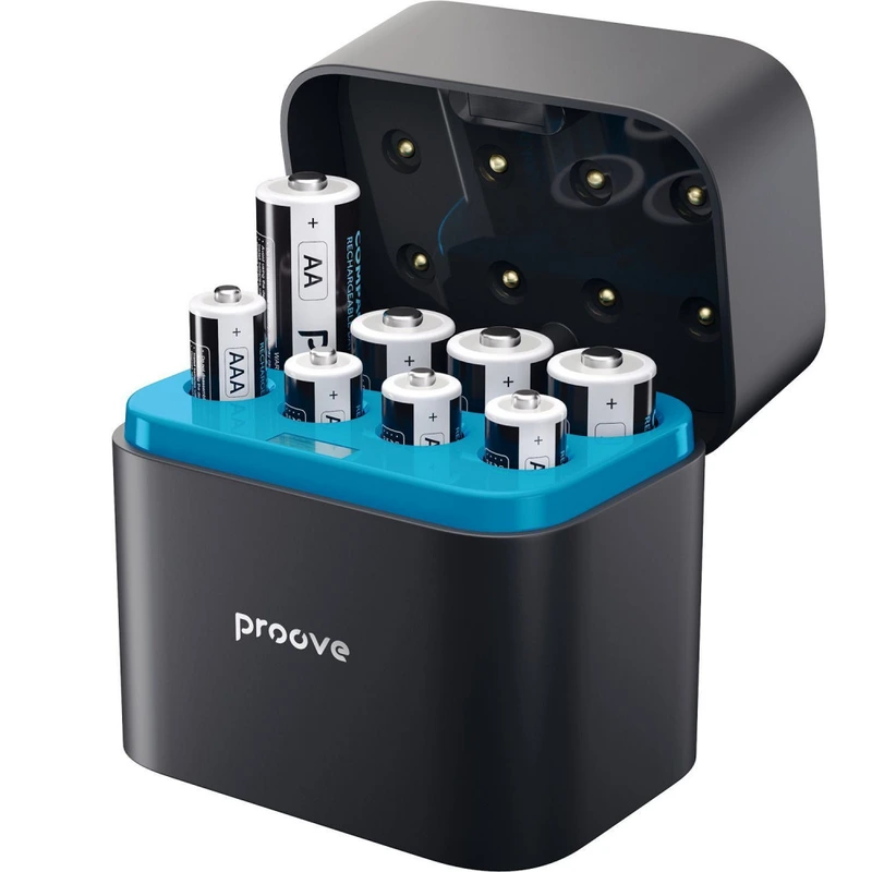 Зарядний Пристрій з Акумуляторними Батарейками Proove Compact Station 8pcs (4xAAA + 4xAA) black