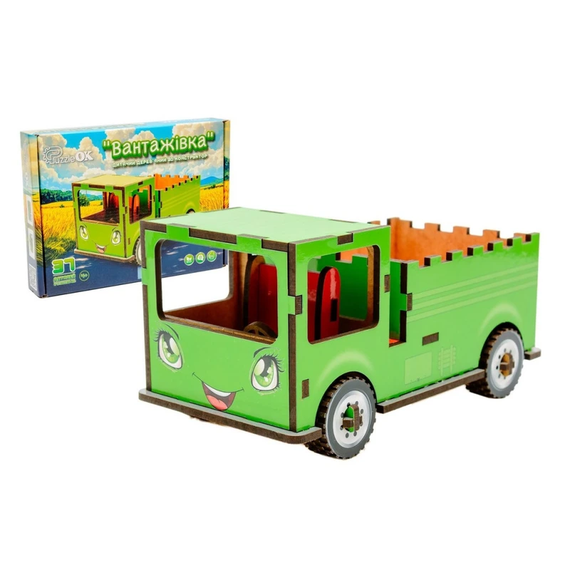 Дитячий дерев'яний 3D конструктор "Вантажівка" Puz-00929, 37 деталей