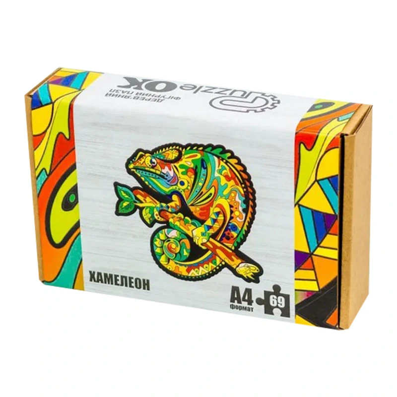 Фігурний дерев'яний пазл A4 Хамелеон PuzA4-01746, 69 деталей