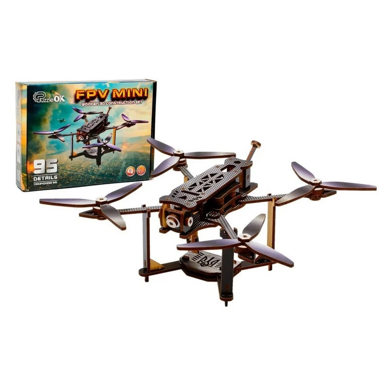 Дерев'яний 3D конструктор "FPV Mini" Puz-00953, 95 деталей — PuzzleOK