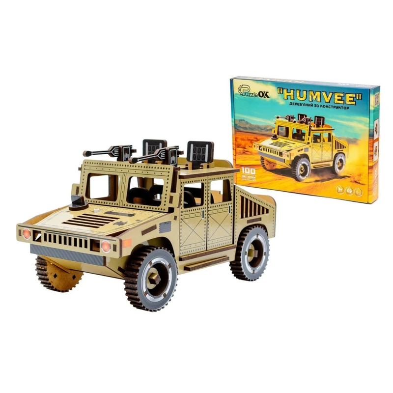 Дерев'яний 3D конструктор "Humvee" Puz-00927, 100 деталей — PuzzleOK