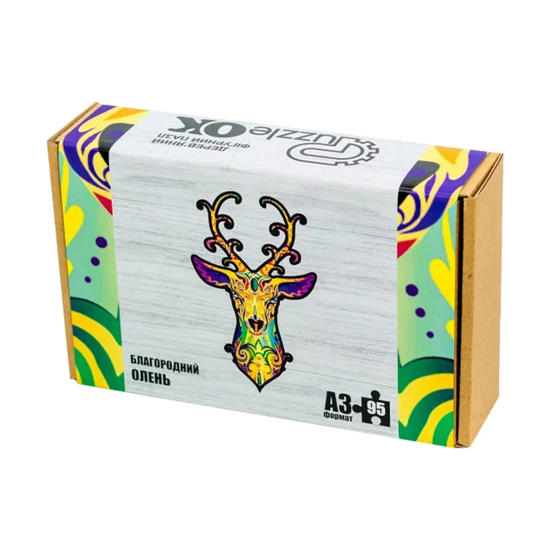 Фігурний дерев'яний пазл "Благородний олень" PuzA3-00730, 95 деталей — PuzzleOK