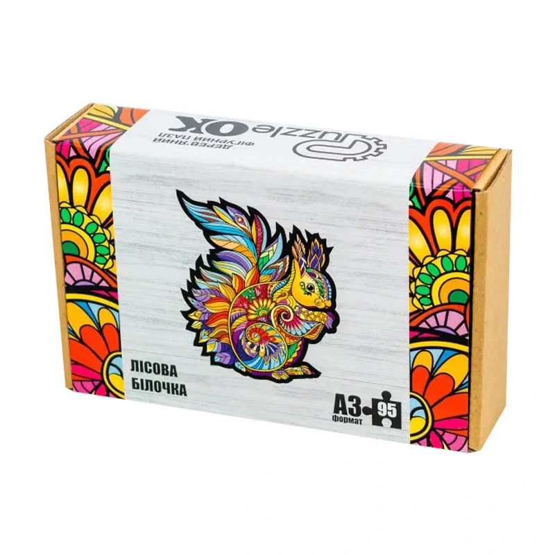 Фігурний дерев'яний пазл "Лісова білочка" PuzA3-00728, 95 деталей — PuzzleOK