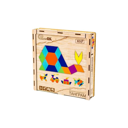 Дерев'яна головоломка "Танграм" Puz-33654, 144 елемента — PuzzleOK