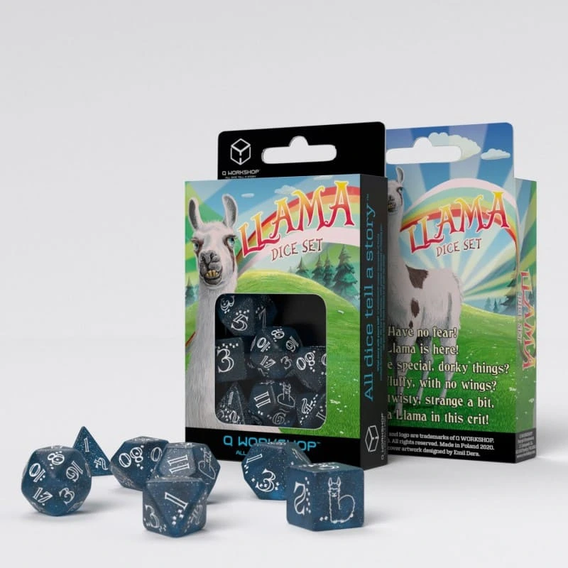 Набір кубиків Llama Dark Blue & White Dice Set (7)