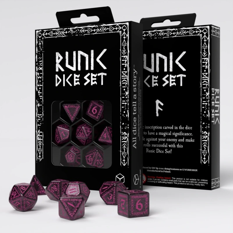 Набір кубиків Runic Shimmering black with magenta Dice Set