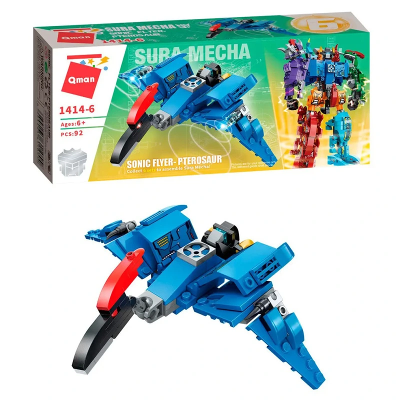 Дитячий Конструктор Qman 1414-1-6 трансформер (робот + динозавр) 93 дет  Pterosaur