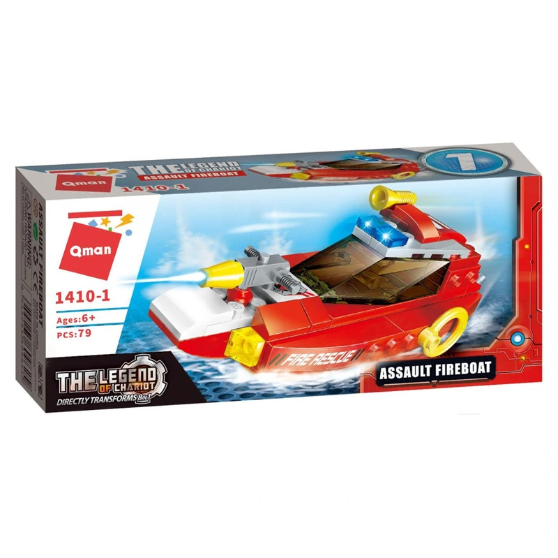 Конструктор Qman 1410-1-8 Пожежна техніка, 79 дет  Assault Fireboat