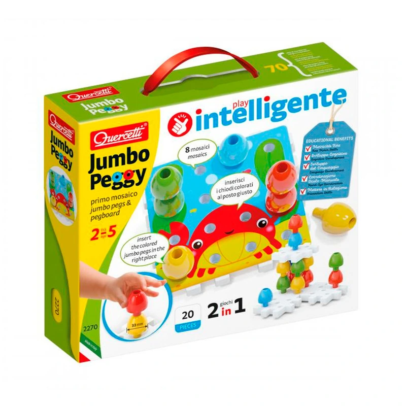 Набір - ДЛЯ ЗАНЯТЬ МОЗАЇКОЮ (великі фішки (16 шт.), картки, основи) — Quercetti