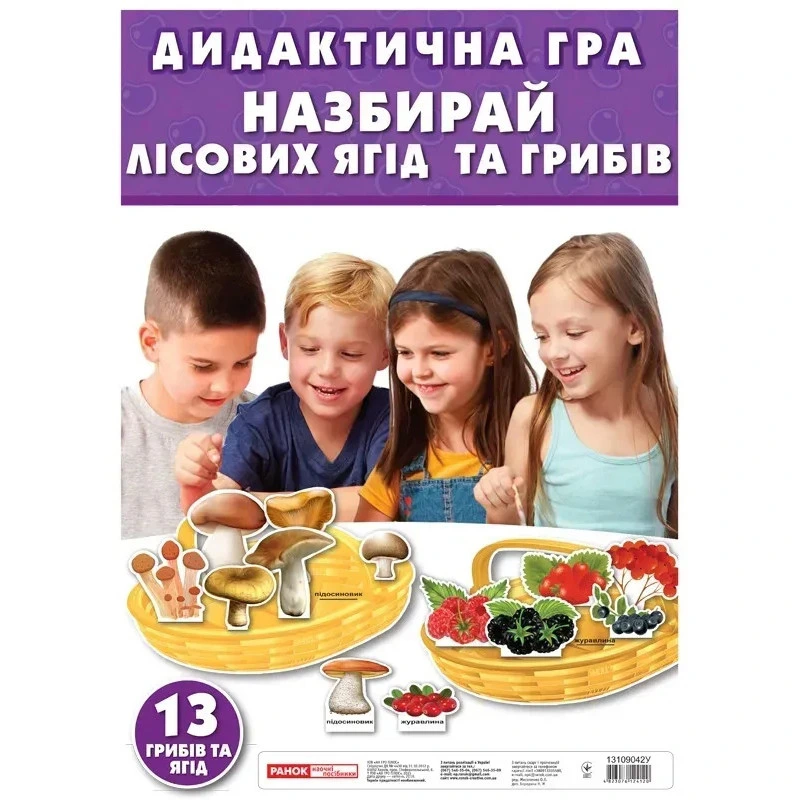 Дидактична гра "Гриби.Ягоди" 13109042, 13 грибів та ягід — Ranok Creative