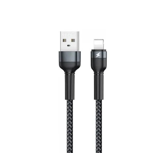 Кабель REMAX Jany Series Aluminum Alloy Braided 2.4A data cable RC-124m/i/a Lightning-Black — Remax