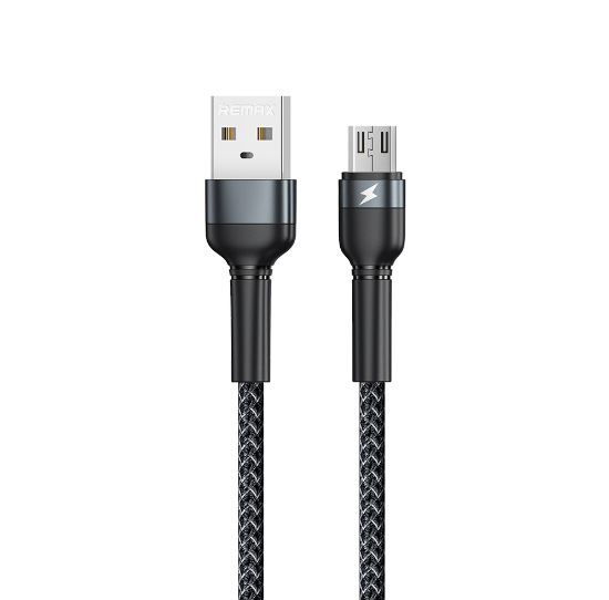 Кабель REMAX Jany Series Aluminum Alloy Braided 2.4A data cable RC-124m/i/a Micro-Black — Remax