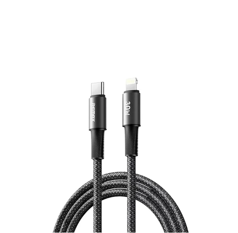 Кабель REMAX WindSpeed Series Fast charging aluminum alloy braided data cable CB25 (C-L)  30W - Black 1.2M — Remax