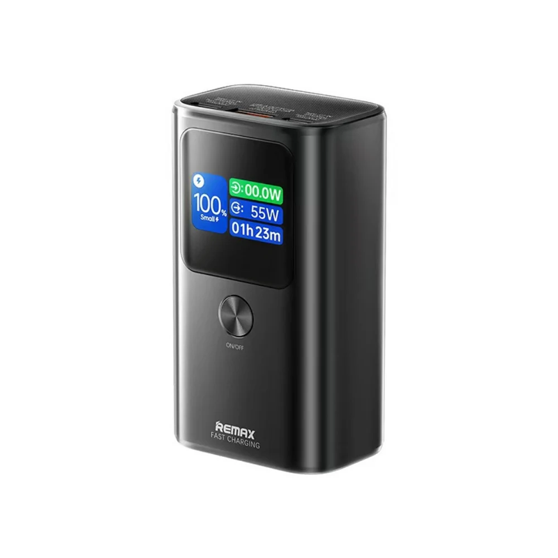 Зовнішній акумулятор REMAX Dinba 55W+22.5W PD+QC color screen aluminum alloy fast charging power bank 10000mAh FP-7 Grey — Remax
