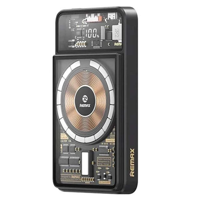 Зовнішній акумулятор REMAX Walking·Phantom Series PD20W+QC22.5W Cabled Magnetic Wireless Charging Power Bank 10000mAh RPP-580 Black — Remax