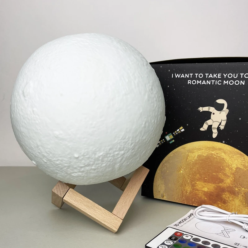 Світильник настільний Місяць 3D RGB 18 см + пульт — RGB Led