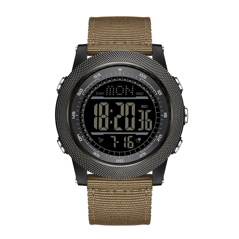 Чоловічий спортивний годинник Sanda 6391 Nylon Brown з електронним циферблатом та захистом 5 ATM — Sanda