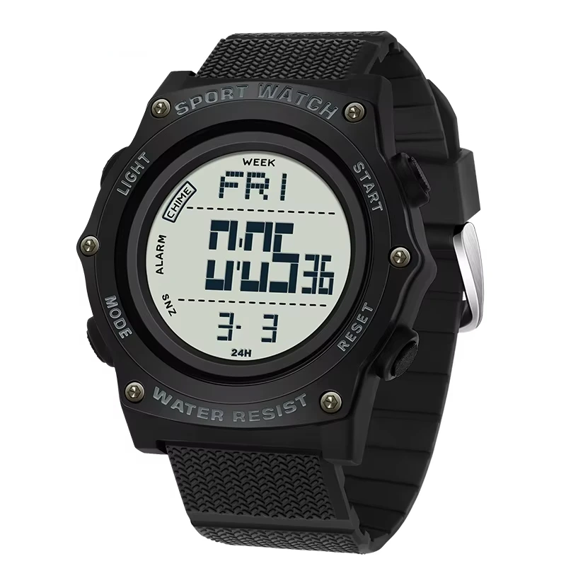 Чоловічий тактичний годинник Sanda 2159 Black-White з електронним циферблатом та водозахистом 5 ATM — Sanda
