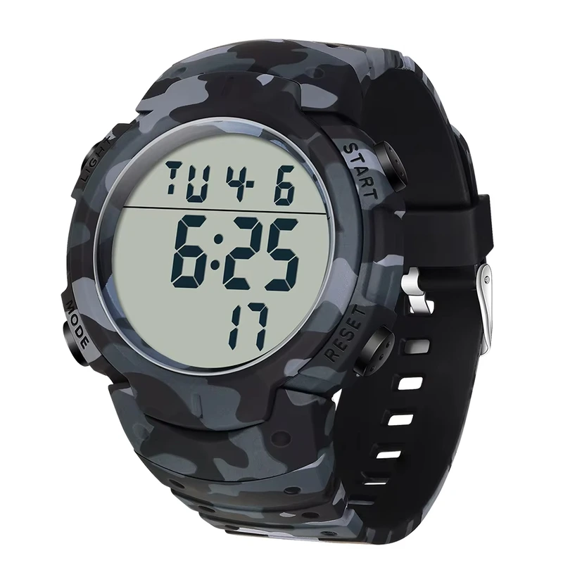 Чоловічий тактичний годинник Sanda 2182 Camo Black-White з електронним циферблатом та підсвічуванням — Sanda
