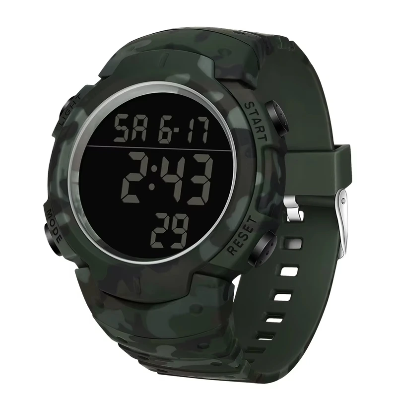 Чоловічий тактичний годинник Sanda 2182 Camo Green-Black з електронним циферблатом та підсвічуванням — Sanda