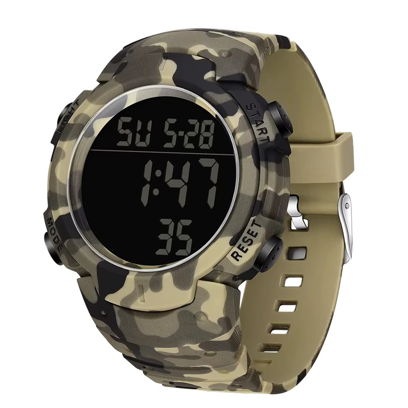Чоловічий тактичний годинник Sanda 2182 Camo Yellow-Black з електронним циферблатом та підсвічуванням — Sanda