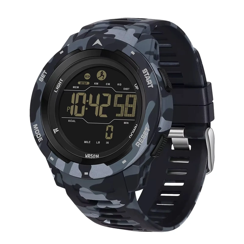 Чоловічий тактичний годинник Sanda 2186 Camo All Black з водонепроникністю 5 ATM та підсвічуванням — Sanda
