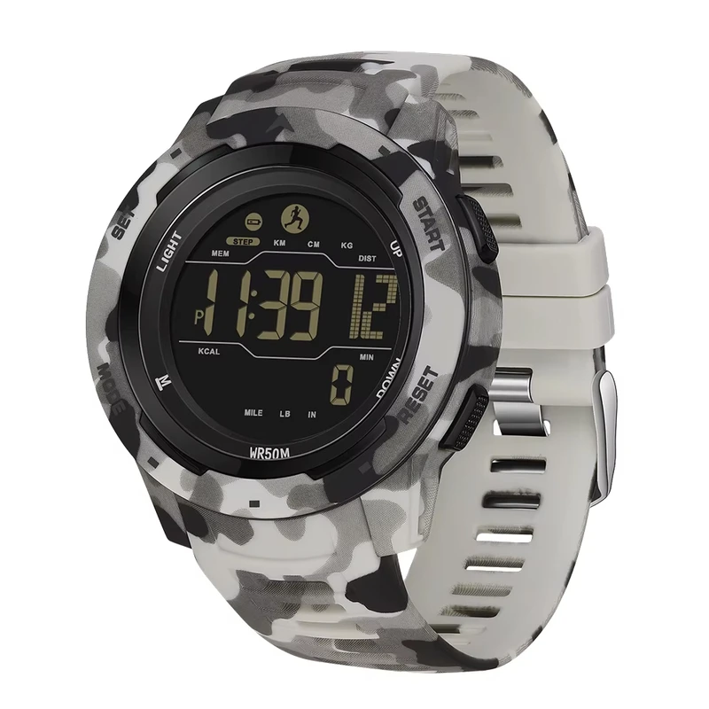 Чоловічий тактичний годинник Sanda 2186 Camo Grey-Black з підсвічуванням та водонепроникністю 5 ATM — Sanda
