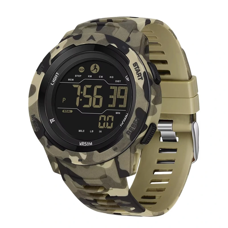 Чоловічий тактичний годинник Sanda 2186 Camo Yellow-Black з електронним циферблатом та водонепроникністю 5 ATM — Sanda