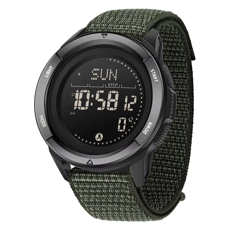 Чоловічий тактичний годинник Sanda 2197 Nylon Green з електронним циферблатом та підсвічуванням — Sanda