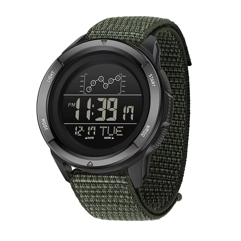 Чоловічий тактичний годинник Sanda 2198 Nylon Army Green з водонепроникністю 5 ATM та підсвічуванням — Sanda
