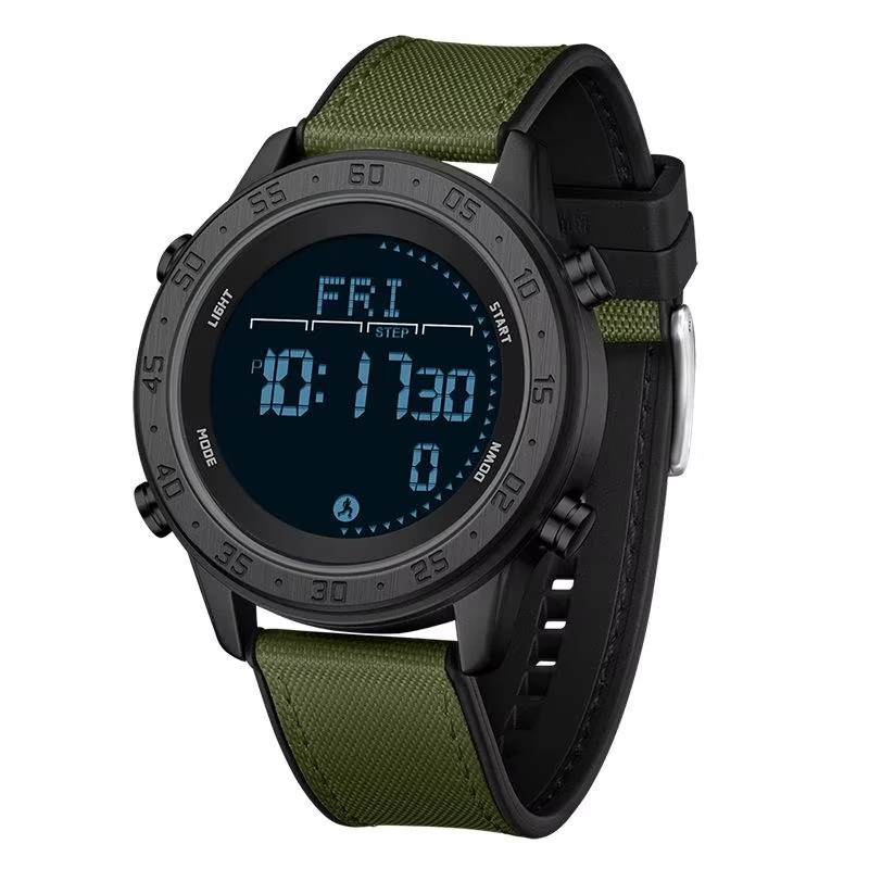 Чоловічий тактичний годинник Sanda 2218 Silicone Black-Green з водонепроникністю 5 ATM — Sanda