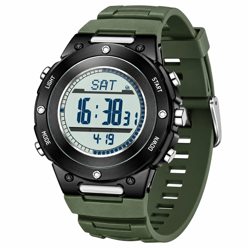 Чоловічий тактичний годинник Sanda 5107 Army Green-White з водозахистом 5 ATM — Sanda