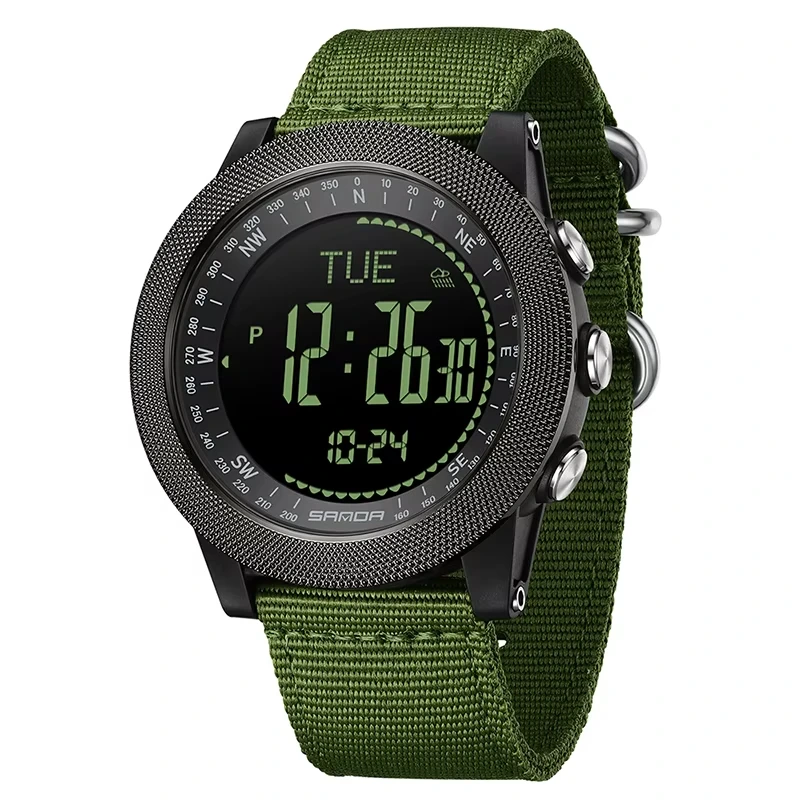 Чоловічий тактичний годинник Sanda 6369 Nylon Army Green з нейлоновим ремінцем та 5 ATM — Sanda