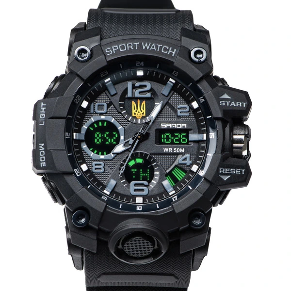 Чоловічий спортивний водостійкий тактичний годинник Sanda Peremoga — Sanda