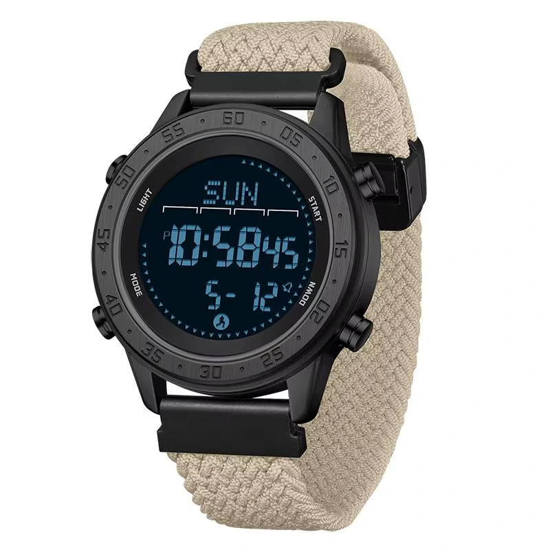 Спортивний годинник Sanda 2218 Nylon Black-Khaki з електронним циферблатом та підсвічуванням — Sanda