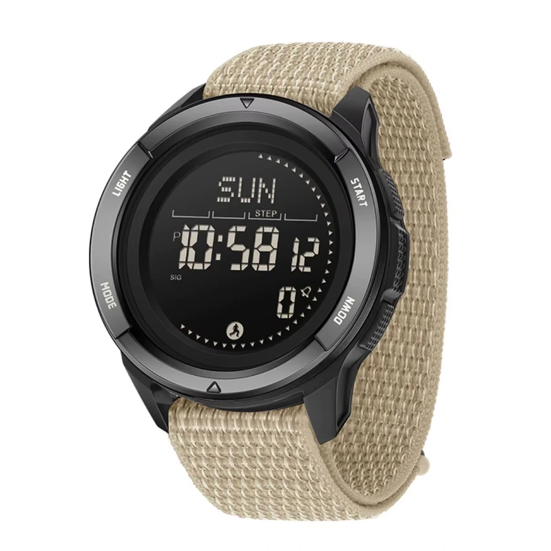 Тактичний чоловічий годинник Sanda 2197 Nylon Khaki з електронним циферблатом та підсвічуванням — Sanda