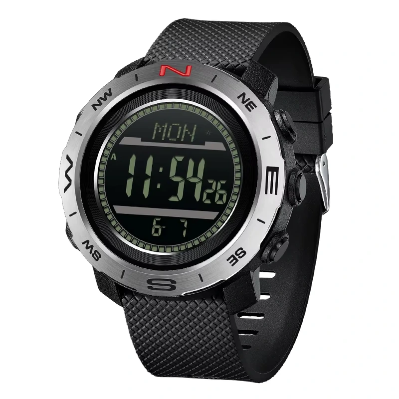 Тактичний чоловічий годинник Sanda 5106 Black-Silver з водонепроникністю 5 ATM та підсвічуванням — Sanda
