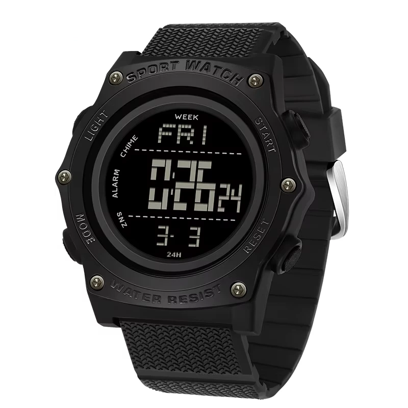 Тактичний годинник Sanda 2159 All Black з електронним циферблатом та захистом 5 ATM — Sanda