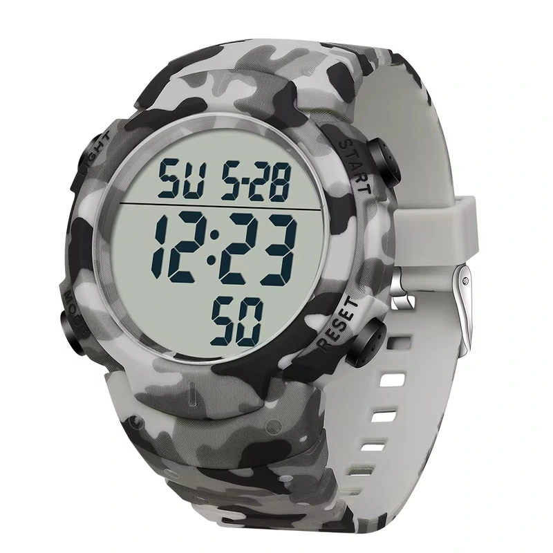 Тактичний годинник Sanda 2182 Camo Grey-White з електронним циферблатом та водонепроникністю 5 ATM — Sanda