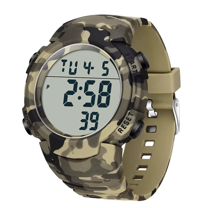 Тактичний годинник Sanda 2182 Camo Yellow-White з електронним циферблатом та водозахистом 5 ATM — Sanda
