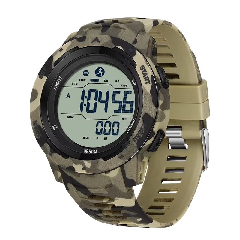 Тактичний годинник Sanda 2186 Camo Yellow-White з водонепроникністю 5 ATM та електронним циферблатом — Sanda