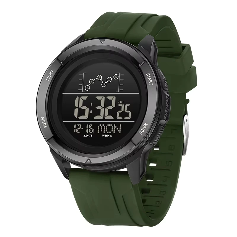 Тактичний годинник Sanda 2198 Silicone Army Green з електронним циферблатом та водонепроникністю 5 ATM — Sanda
