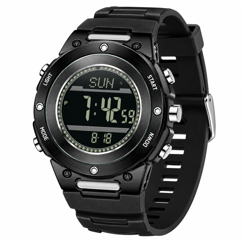 Тактичний годинник Sanda 5107 All Black з електронним циферблатом та захистом 5 ATM — Sanda