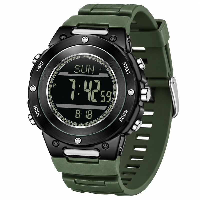 Тактичний годинник Sanda 5107 Army Green-Black з електронним циферблатом та водозахистом 5 ATM — Sanda