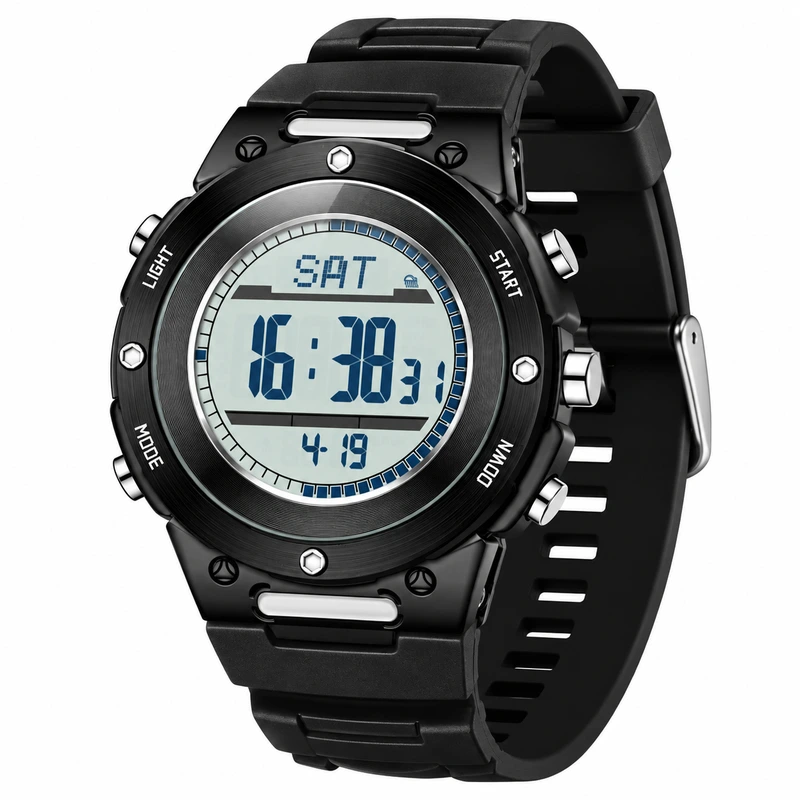 Тактичний годинник Sanda 5107 Black-White з електронним циферблатом та водонепроникністю 5 ATM — Sanda