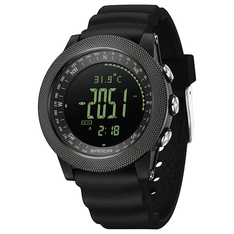 Тактичний годинник Sanda 6369 Silicone All Black з електронним циферблатом та водозахистом 5 ATM — Sanda