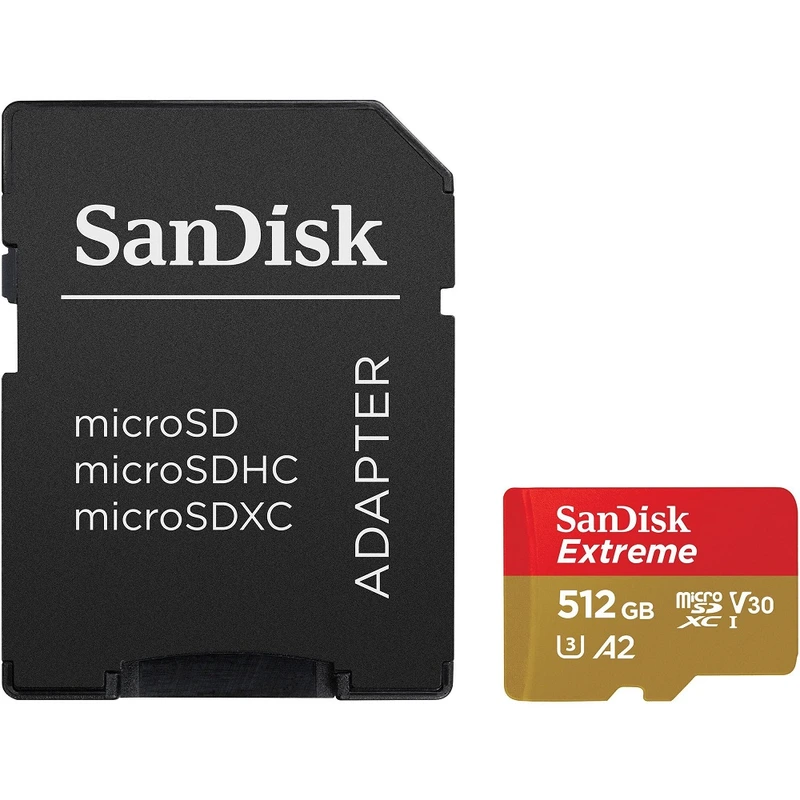 Карта пам'яті microSDXC (UHS-1 U3) SanDisk Extreme A2 512Gb class 10 V30 (R190MB/s,W130MB/s) (adapter SD) — SanDisk