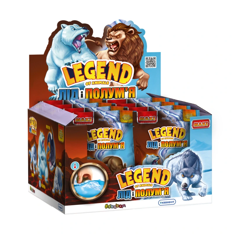 Дисплей стретч-іграшок серії "LEGEND OF ANIMALS МАКСІ" – ЛІД І ПОЛУМ’Я (8 шт) — #sbabam
