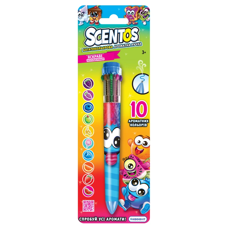 Багатокольорова ароматна кулькова ручка - ЧАРІВНИЙ НАСТРІЙ W3 (10 кольорів, червона та синя в ас.) — Scentos